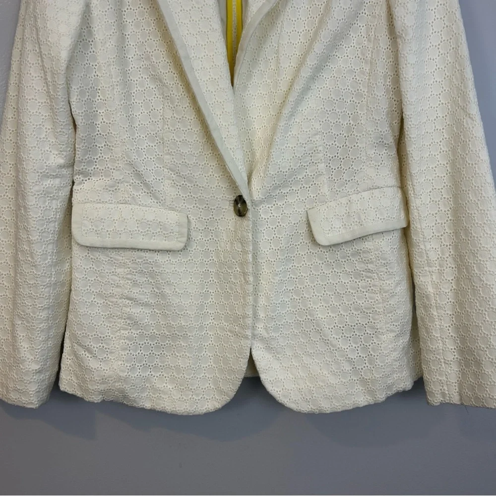 NWOT Boden Ivory Eyelet Lace Cotton Fitted Blazer/Jacket Size 4 NEW